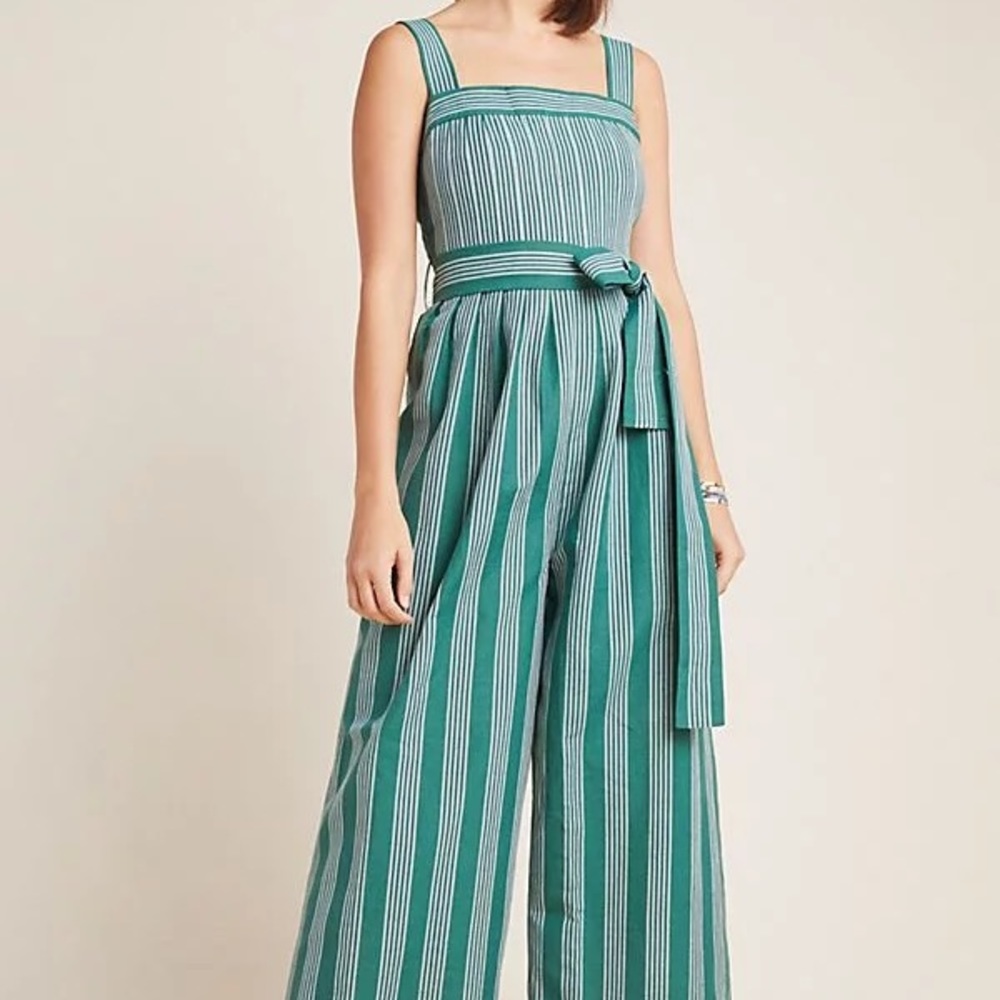 Anthropologie green jumpsuit